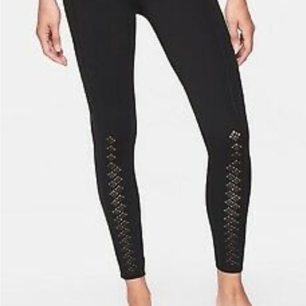 Athleta Black Niyama 7/8 Tight in Powervita with Laser-cut details (NWOT) - Picture 1 of 13